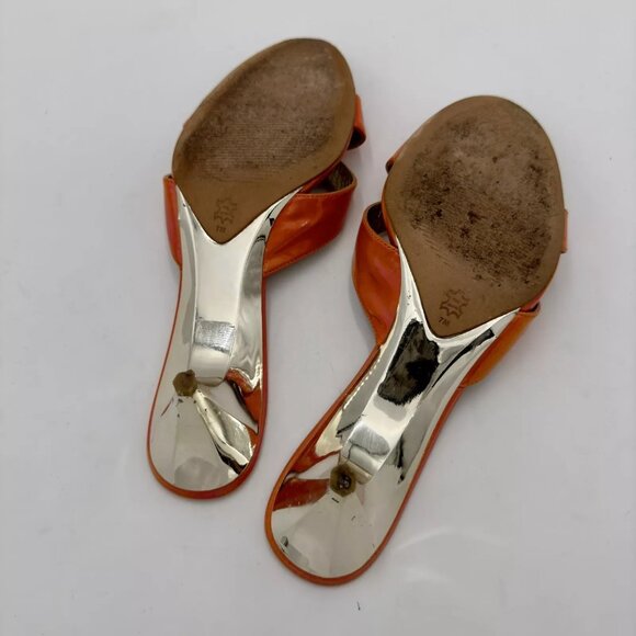 Via Spiga Orange Kitten Heel Sandal Size 7 - Picture 6 of 7